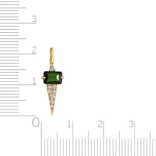Подвеска из желтого золота с бриллиантами и турмалином