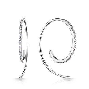 Серьги Продевки из белого золота с бриллиантами