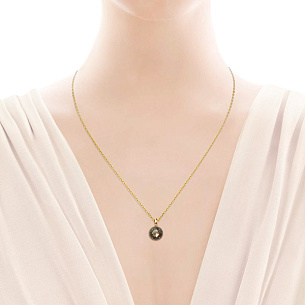 Подвеска из желтого золота с кварцем и бриллиантами