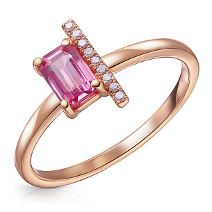 Кольцо из красного золота с сапфиром