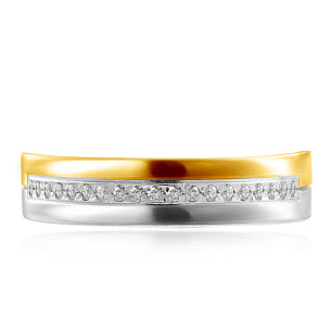 Кольцо обручальное из желтого золота с бриллиантами