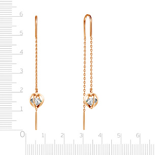 Продевки из красного золота с фианитом, плетение якорное