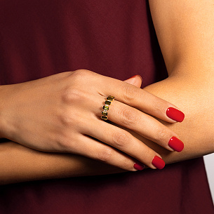 Кольцо из желтого золота с турмалинами и бриллиантами