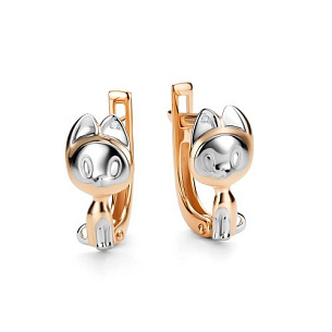 Серьги с английским замком из красного золота с бриллиантом