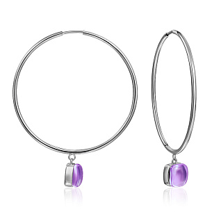 Конго из белого золота с аметистами