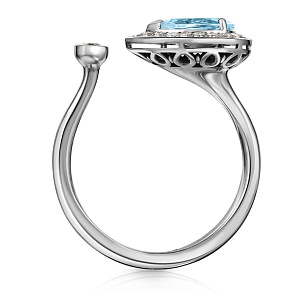 Кольцо из белого золота с топазом, бриллиантами