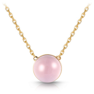 Колье из желтого золота с кварцем, плетение якорное