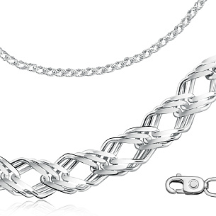 Браслет автомат из серебра, плетение тройной ромбо