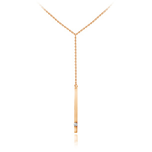 Колье из красного золота с бриллиантом, плетение якорное