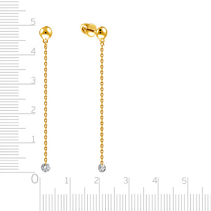 Серьги Пусеты из желтого золота с бриллиантами, плетение якорное