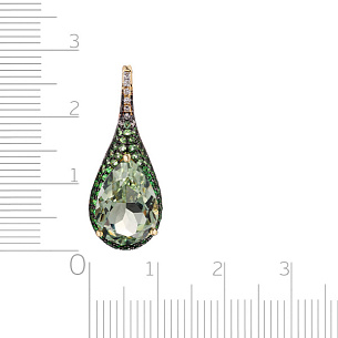 Подвеска из желтого золота с бриллиантами, аметистом и цаворитами