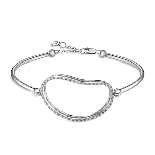 Браслет декоративный из белого золота с бриллиантом, плетение якорное