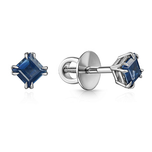 Серьги Пусеты из белого золота с сапфирами