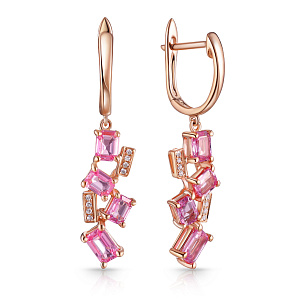 Серьги с английским замком из красного золота с сапфиром