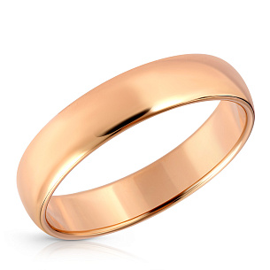 Кольцо обручальное гладкое из красного золота