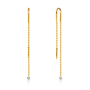 Продевки из желтого золота с бриллиантами, плетение якорное