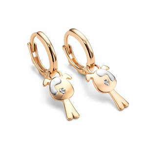 Серьги из красного золота с бриллиантом