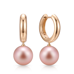 Серьги Конго из красного золота с жемчугом