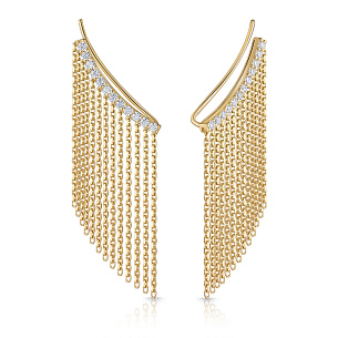 Серьги Клаймберы из желтого золота с бриллиантами