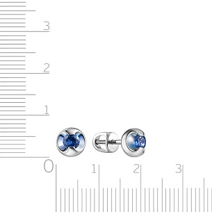 Серьги-пусеты из белого золота с сапфирами