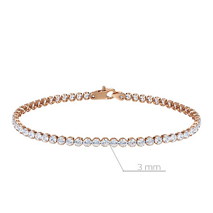 Теннисный браслет из красного золота с фианитами