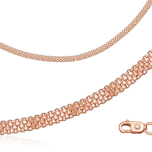 Браслет автомат из красного золота, плетение якорная четырехрядная бисмарк