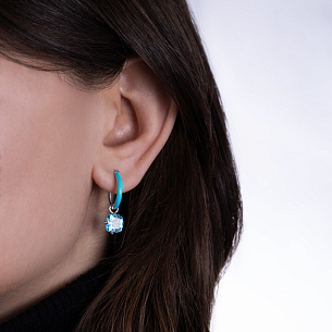 Серьги с английским замком из серебра с эмалью