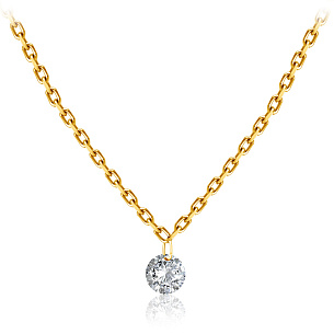 Колье из желтого золота с бриллиантом, плетение якорное