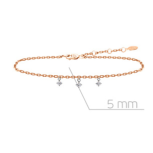 Браслет декоративный из красного золота с бриллиантами, плетение якорное