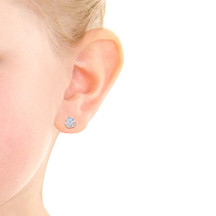 Пусеты детские из красного золота с бриллиантами