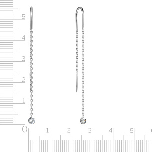 Серьги Продевки из белого золота с бриллиантами, плетение якорное