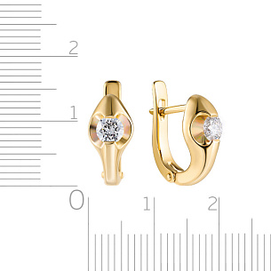 Серьги с английским замком из желтого золота с бриллиантами