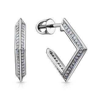 Серьги Пусеты из белого золота с бриллиантами