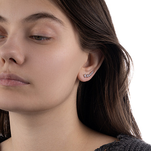 Серьги Клаймберы из серебра с фианитом