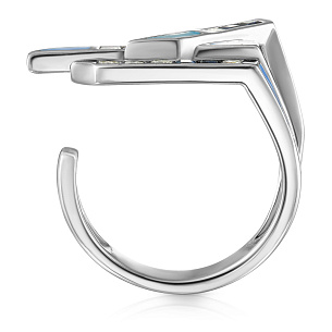 Кольцо из белого золота с сапфирами, бриллиантами, эмалью