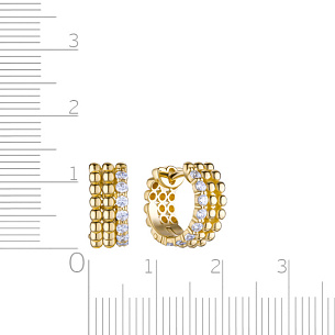 Серьги Конго из желтого золота с фианитом