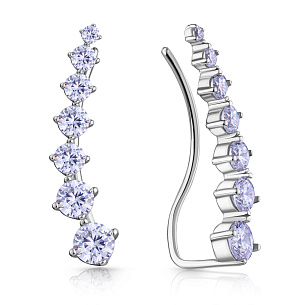 Серьги Клаймберы из серебра с фианитом