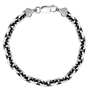 Браслет автомат из серебра, плетение якорное