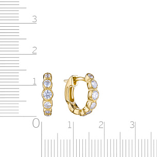 Серьги Конго из желтого золота с фианитом