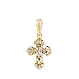 Крест из желтого золота с бриллиантом