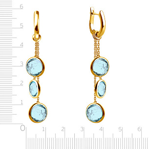 Серьги с английским замком из желтого золота с топазом