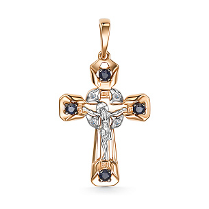 Крест из красного золота с сапфирами