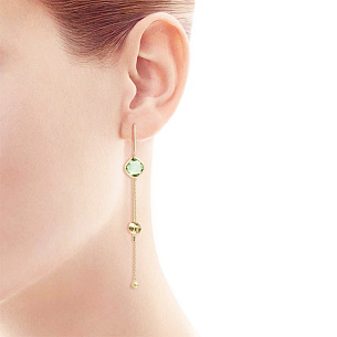 Серьги из желтого золота с аметистом, плетение якорное