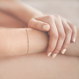 Браслет декоративный из красного золота с бриллиантами, плетение якорное