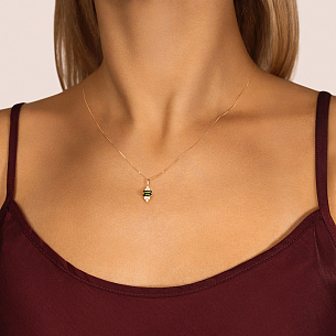 Подвеска из желтого золота с бриллиантами, турмалином и сапфиром