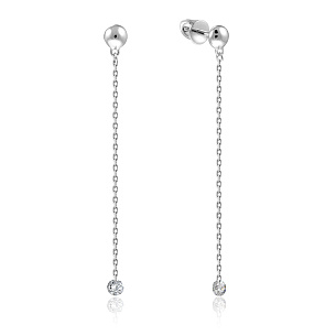 Серьги Пусеты из белого золота с бриллиантами, плетение якорное