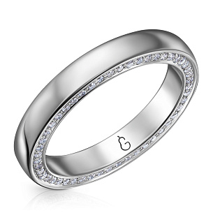 Кольцо обручальное из белого золота с бриллиантом