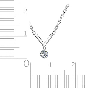 Колье из белого золота с бриллиантом, плетение якорное