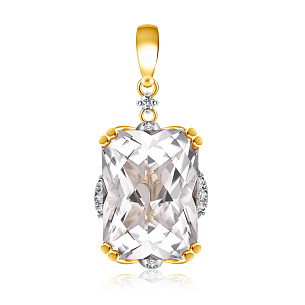 Подвеска из желтого золота с топазом, бриллиантами