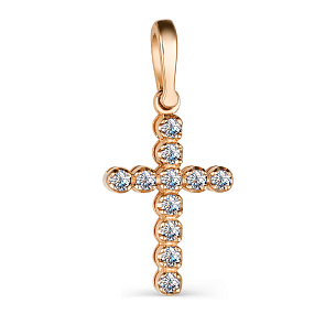Крест декоративный из красного золота с бриллиантами